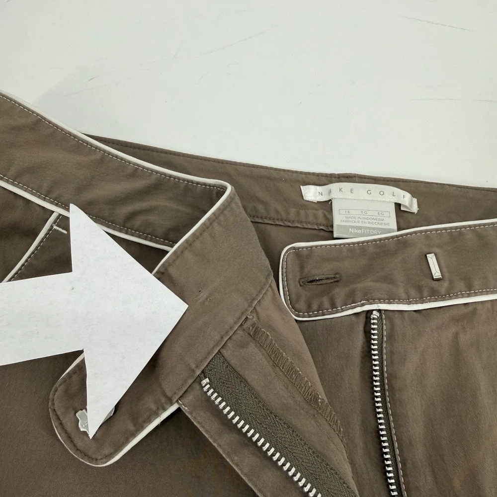 Nike Golf Fit Dry Brown White Piping Athletic Shorts Womens‎ 16 RN56323
